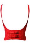 Alivila.Y Fashion Womens Faux Leather Steampunk Sexy Underbust Waist Belt Corset, Red, XL