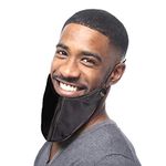 Kenllas 100% Mulberry-silk Beard Bandana - Large Adjustable Beard Bonnet for Men, Breathable and Lightweight Facial Cover, Black Beard Bib for Nourishing (Glossy Silk)