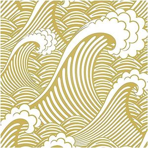 Blooming Wall PS030 Peel&Stick Handpainting Seamless Yellow White Waves Spray Self-Adhesive Prepasted Wallpaper Wall Mural