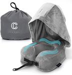 Cuddool Travel Pillow Neck Pillows Memory Foam for Travel Airplane Essentials for Airplanes Flying Accessories Plane Car Sleeping Portable Hood Hoodie Pillow-Grey