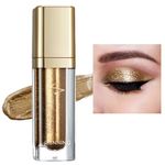 Liquid Glitter Eyeshadow,Gold Glitter Eyeshadow,Quick-Drying Glitter Eye Shadow,Metallic Matte Shimmer Sparkly Eye Shadows Eyeliner Pen Long Lasting,Waterproof Highly Pigmented Sparkly Eye Shadows