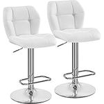 Yaheetech Modern Faux Leather Breakfast Bar Stools Swivel Barstools Adjustable Counter Stools with Backrest for Home Kitchen Bar Restaurant, 2PCS White