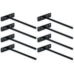 Sayayo Floating Shelf Bracket Heavy Duty Shelf Support Invisible Hidden Wooden Brackets for Shelves Wall Mounted, 200MM Length/8-inch Metal Black Finish 8 Pack, EJY8008B-8P