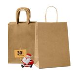 GIFTSAY 30pc Brown Paper Bags with Handles 15X8X21cm Small Gift Bags for Wedding Party Favor Bags, Sturdy Kraft Bags, Grocery Shopping Bags, Retail Merchandise Bags Gift Sacks and Birthday Gift Bags