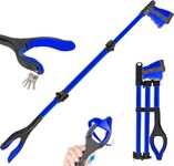 Reacher Grabber Tool, 43" Foldable Grabber Reacher for Elderly Disable, Extra Long Handy Trash Claw Grabber, Reaching Assist Tool for Trash Pick Up, Nabber, Litter Picker, Arm Extension (Blue Stick)