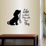 LYOMAN® Wall Vinyl Decal Dogs Do Speak Phrase Quote Dog Training Grooming Salon