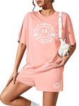 KSHS Women's Cotton Printed Night Suit Pajama Set Of Relaxed Fit Top & Shorts (Medium, Bawa),Multi