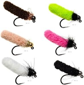 12 Mop Flies Assortment | Mop Jig Tungsten Bead and Barbed Hooks | Fly Fishing Flies for Trout Size 10, 12