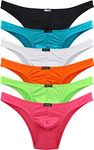 iKingsky Men's Mid Coverage Back Briefs Sexy Low Rise Brazilian Back Bikini Underwear (Medium, 6 Pack)