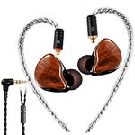 Famedy In Ear Monitors Headphone in Ear Earbuds Wired Earphone Dual Drivers Headphone with MMCX Detachable Cables,Noise-Isolating Earbud for Musicians Sweatproof Sports Headphone (Wood Grain, no Mic)