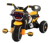 JoyRide NOISE Bike Pedal Tricycle for Kids Toddler Trike Headlight, Music,Eva Wheels & Curved Seat and backrest Push Along Pedal Trike for 15 Months to 3 Years YELLOW