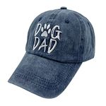 Waldeal Men's Dog Dad Washed Adjustable Baseball Cap Dog Lover Hat, Navy, Dog Dad Embroidered - Navy, One Size