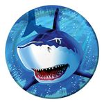 Creative Converting 425887 Shark Splash Paper Plates, Blue, 8.75", 8ct