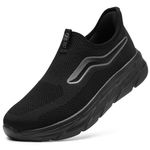 STQ Women's Walking Shoes Hands Free Slip on Sneakers Orthopedic Shoes for Plantar Fasciitis Relief, Pregnancy All Black 8