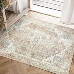 COLLACT Area Rug 2x3 Door Mat Washable Rug Vintage Thin Rug Floor Cover Print Distressed Carpet Brick Red Chenille Mat Foldable Accent Rug for Living Room Bedroom Kitchen Laundry Room