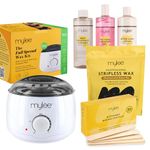 Mylee Professional Complete Waxing Kit with Wax Heater, Hard Wax Beads 500g, Applicator Spatulas, Pre & After Care Gel, Equipment Cleaner (Charcoal & Green Tea)