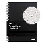 GAK. Stone Paper Waterproof Spiral Notebook, 7.20”x10.11”, 50 sheets, Durable Notebook, Eco-Friendly Mineral Stone Paper Notebook, Waterproof Notepad, Ruled, Black
