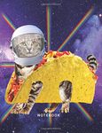 Notebook: Astronaut Taco Cat In Space With Rainbow Lasers - 120 Pages Lined - (Funny Cat Gift Composition Book Journal Diary) (8.5 x 11 Large)