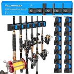 PLUSINNO V6 Vertical Upgrade Fishing Rod/Pole Holders, Support Extra Large & Heavy Fishing Rod and Reel Combos, Fishing Rod Holders for Garage, Wall Mounted Fishing Rod Rack Storage Organizer Safely