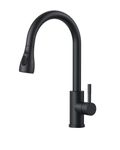 FORIOUS Kitchen Sink Taps Mixer with Pull Out Spray, Swivel Single Handle High Arc Pull Down Stainless Steel Kitchen Faucet for UK Standard Fittings, Matte Black