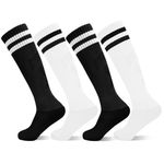 Tphon Kids Football Socks Sport Soccer Knee High Socks 4 Pairs for Boys Girls, Breathable Training Socks for 3-6 Years Children