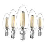 paul russells LED Filament Candle Light SES Small Edison Screw E14, 40w Equivalent Replacement 4.5W 470LM LED C35 Bulbs, 2700K Warm White, Energy Saving Non–Dimmable Chandelier Lamps, Pack of 5