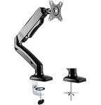 PrimeCables Single Monitor Arm Gas Spring VESA Bracket with Clamp and Grommet Mounting Base, Monitor Mount with Cable Management for 13" to 27" Computer Monitor-Each Arm Holds 4.4 to 14.3lbs