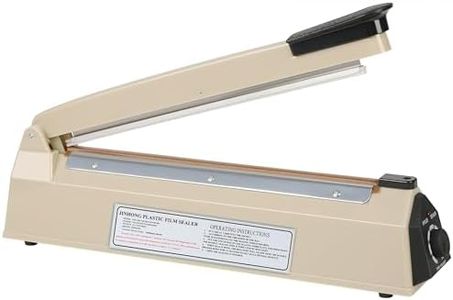 12 Inch Impulse Heat Sealer Manual Bags Sealer Sealing Machine Poly Bag Heat Sealer Heating Closer for Plastic PE PP Foil Bags Home Restaurant Food Storage with Extra Replace Element(Beige)