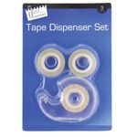 Just stationery Tape Dispenser Set, 3 Rolls, 6002