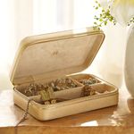 Pure Home + Living Gold Rectangle Faux Leather Travel Jewellery Box