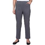 Alfred Dunner Womens Petite Classic Allure Fit Proportioned Pant with Elastic Comfort Waistband, Grey, 12 Petite