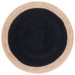 SAFAVIEH Natural Fiber Collection 5' Round Black/Natural NF801Z Handmade Boho Braided Premium Jute Entryway Foyer Living Room Bedroom Kitchen Area Rug