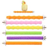 6 Pcs Parrot Perches,Colorful Birdcage Scrub Stand Bar for Bird Parrot Budgies Parakeet Cockatiels Conure Lovebird Cage Paw Grinding Toy