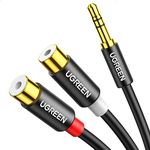 UGREEN 2 RCA to 3.5mm Cable, 3.5mm Male to 2RCA Female Jack Stereo Audio Cable Cord Y Splitter Cable Adapter for Smartphones, MP3, iPad, Tablets, HiFi Stereo System, Home Theater, Speaker, 25cm