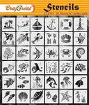 CrafTreat 36 Pcs Sea Animals Set Stencils for Painting on Canvas, Wall Art, Journal Notebook, Furniture & Room Decor - Reusable 3X3 Inches Water Animal Stencils for Home Decor - Scrapbooking Supplies