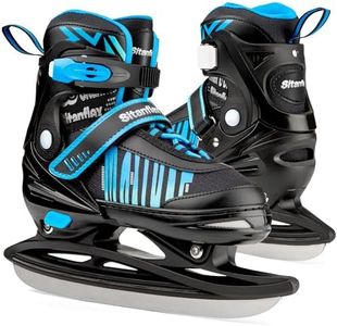 Sitanflex Adjustable Ice Skates for Kids Girls Boys, Kids Ice Hockey Skates for Beginners Ages 4-12, Toddler Ice Skating Shoes with Safety Ankle Support and Soft Padding for Outdoor & Rink, Blue