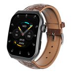 boAt Ultima Vogue Smart Watch w/ 1.96" (4.9 cm) AMOLED Curved Display, BT Calling, Functional Crown, Widget Control, Always on Display, HR & SpO2 Monitoring(Brown Leather)