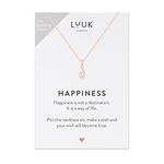 LUUK LIFESTYLE Necklace with treble clef pendant for her, water resistant, minimalistic, and modern design, with HAPPINESS gift card, filigree chain with adjustable length, jewellery for women, rosé