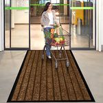 Hafaa Outdoor Rug 80x300cm, Heavy Duty Non Slip Rubber Back Long Carpet Runner Indoor & Outdoor, Dirt Trapper, Super Absorbent Washable Barrier Floor Mat Hallway Kitchen Living Room, Brown