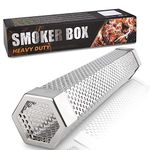 Pellet Smoker Tube,Popvip 12 inches Portable Stainless Steel Billowing Smoker Cube Fit for Any Grill or Smokers - Hot or Cold Smoking for BBQ