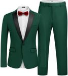 COOFANDY Men's Suits 2 Piece Slim Fit Dress Suits Tuxedo Jacket One Button Blazer for Wedding Business Prom Green