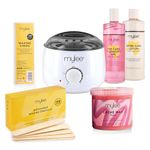 Mylee Complete Waxing Kit, Includes Salon Quality Wax Heater, Soft Cream, Strips, Spatulas and Pre & After Care Lotion (Rose)