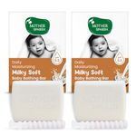 Mother Sparsh Moisturizing Milky Baby Bathing Soap Bar - 75gX2 | pH 5.5 with Milk, Coconut Oil and Vitamin E, Prevents Dryness & Rashes