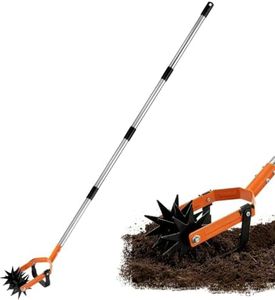 2-in-1 Rotary Cultivator Tiller, 43"-72" Adjustable Stainless Steel Handle