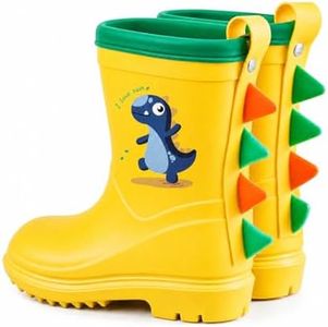 JiAmy Kids Toddler Rain Boots Boys Girls Waterproof Rainboots Easy-on Lightweight and Waterproof Yellow