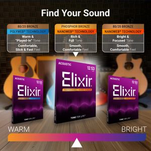 Elixir Phosphor Bronze Acoustic Guitar Strings – Light Gauge