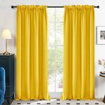 Deconovo Soild Rod Pocket Blackout Curtains, Mellow Yellow, 42W x 84L