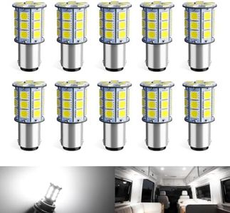 Qoope 1076 LED Bulb for RV White 1142 1004 BA15D LED Bulb for RV Camper Trailer Motorhome Boat Marine Yacht Light #90 Yard landscape Bulb (10 Pack) 1