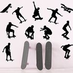 SUPERDANT 16 PCS Skateboard Junior Stickers Skateboard Silhouette Wall Decals Sticker Black Sporty Junior Wall Stickers for Skateboard Club Skateboard Store Decoration Wall Sticker Vinyl Transfer