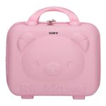 SIBY Bear Cosmetic Bag For Women, Abs Plastic, Numerical Lock, Portable Travel Makeup Case, Large Capacity- Pink (Width: 15.2 Cm)